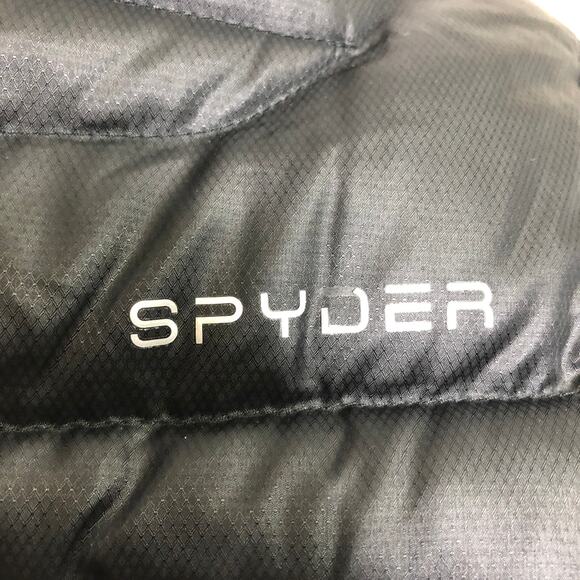 Spyder Timeless Down Jacket Winter Coat Puffer Black Glossy Zip Up High Neck L - Picture 12 of 13